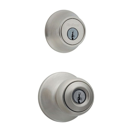 Kwikset Polo Satin Nickel Entry Lock and Single Cylinder Deadbolt ANSI/BHMA Grade 3 1-3/4 in. 96900-320